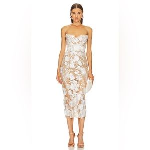 Bronx and Banco Jasmine Midi Dress in White & Floral